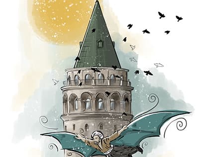 Illustration of Hezarfen Ahmed Çelebi